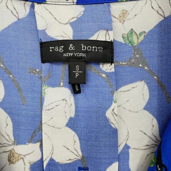 Rag & Bone Blue Floral Print Silk Collared Button Down Shirt Dress - Picture 11 of 13